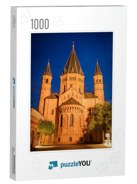 Mainz Cathedral At Evening. Mainz, Rhineland-Palatinate... Jigsaw Puzzle with 1000 pieces