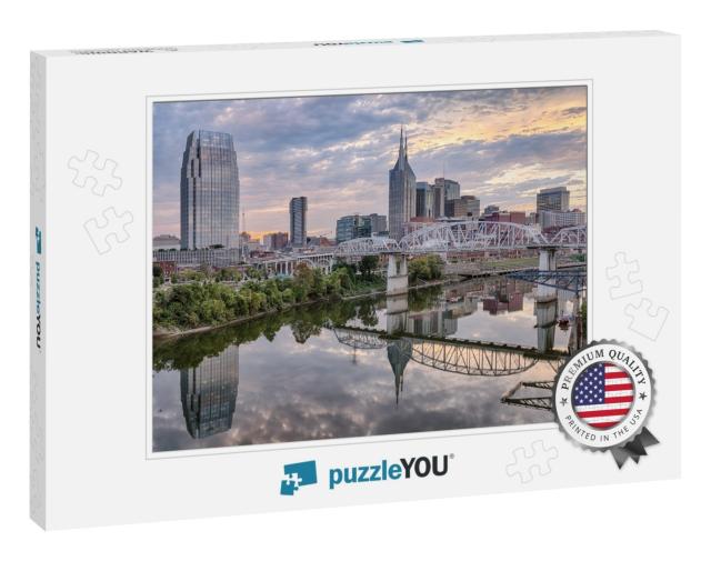 Nashville Night Skyline Along the Cumberland River... Jigsaw Puzzle