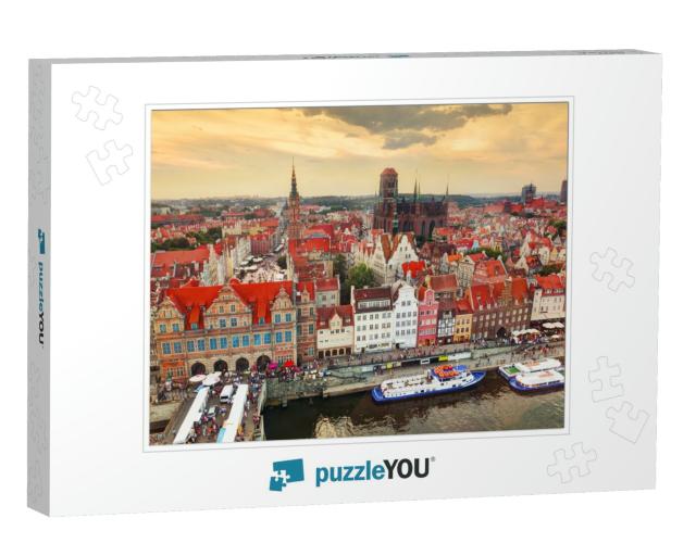 Top View on Gdansk Old Town & Motlawa River, Poland At Su... Jigsaw Puzzle