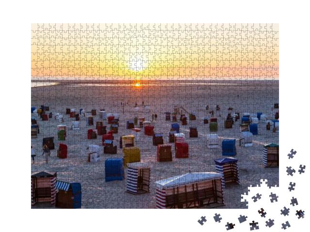 Beach Chairs on the Beach of Borkum Island. North Sea... Jigsaw Puzzle with 1000 pieces