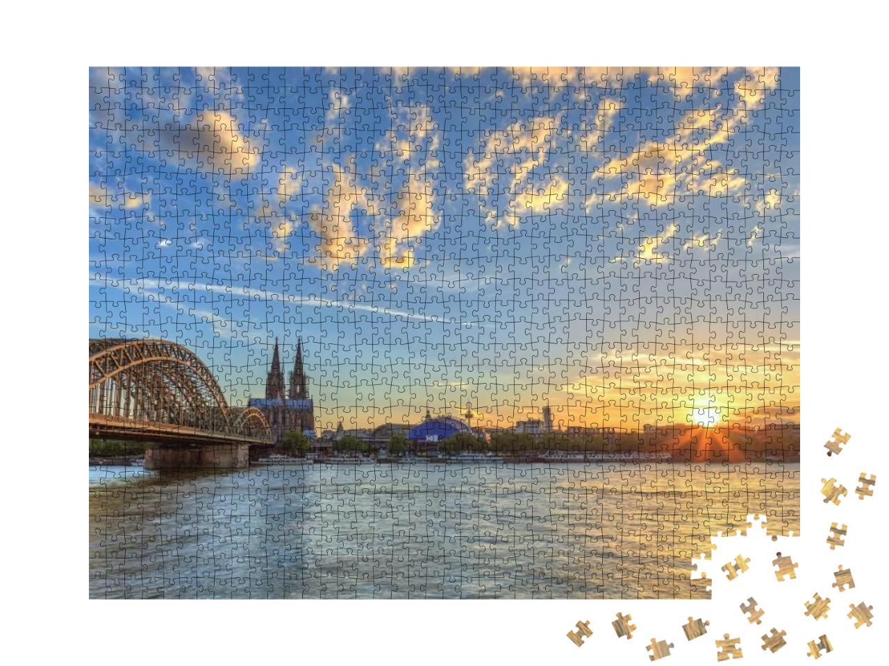 Cologne Sunset City Skyline with Cologne Cathedral & Rhin... Jigsaw Puzzle with 1000 pieces