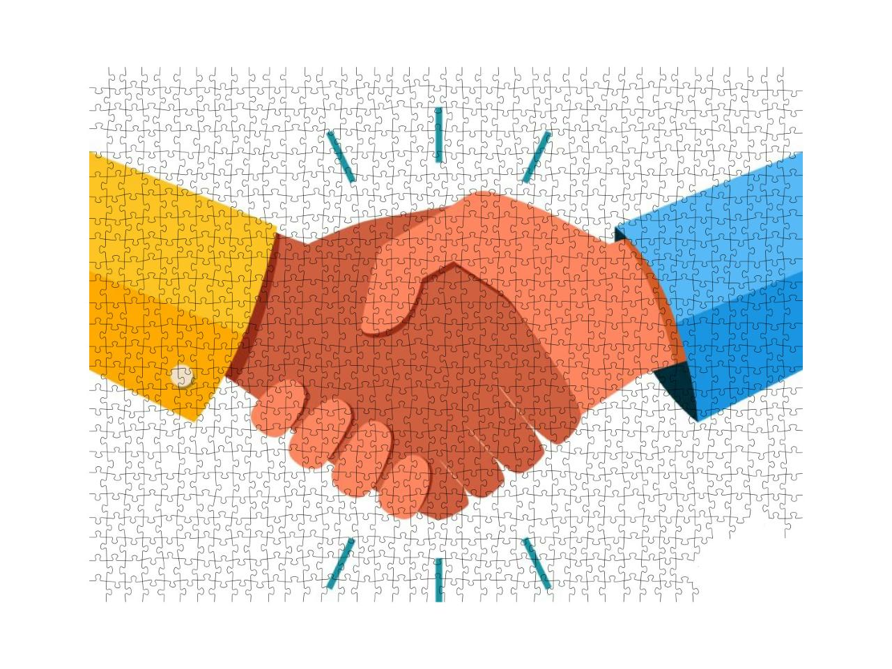 Shaking Hands Business Vector Illustration with Abstract... Jigsaw Puzzle with 1000 pieces