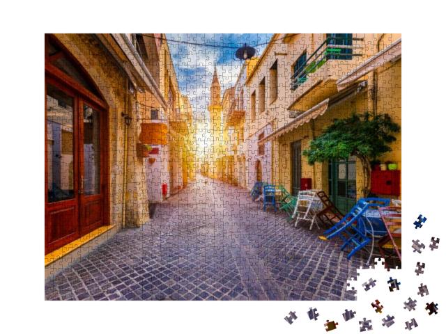 Street in the Old Town of Chania, Crete, Greece. Charming... Jigsaw Puzzle with 1000 pieces