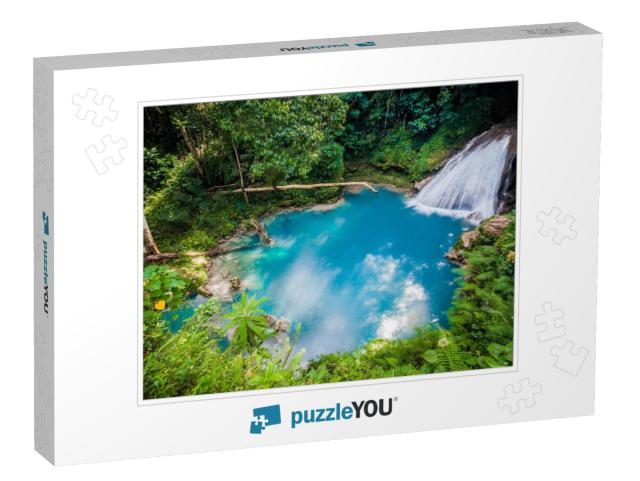 Blue Hole Waterfall from Above in Jamaica... Jigsaw Puzzle