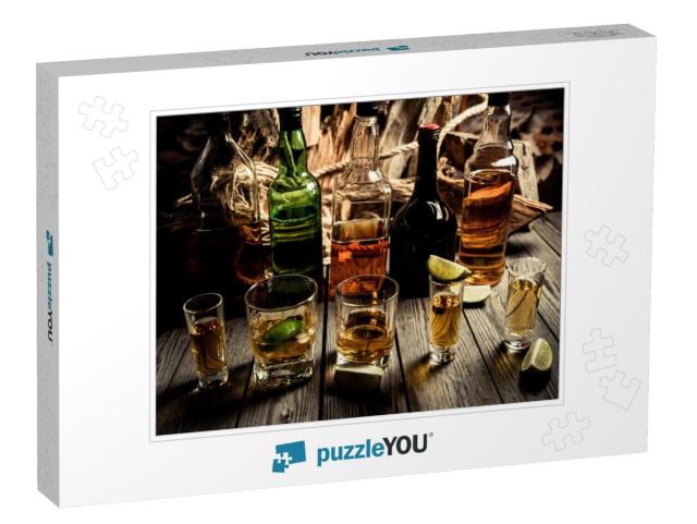 A Lot of Alcohol, Whiskey, Tequila, Bourbon, Brandy, Rum... Jigsaw Puzzle