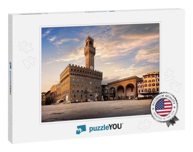 Square of Signoria in Florence At Sunrise, Italy... Jigsaw Puzzle