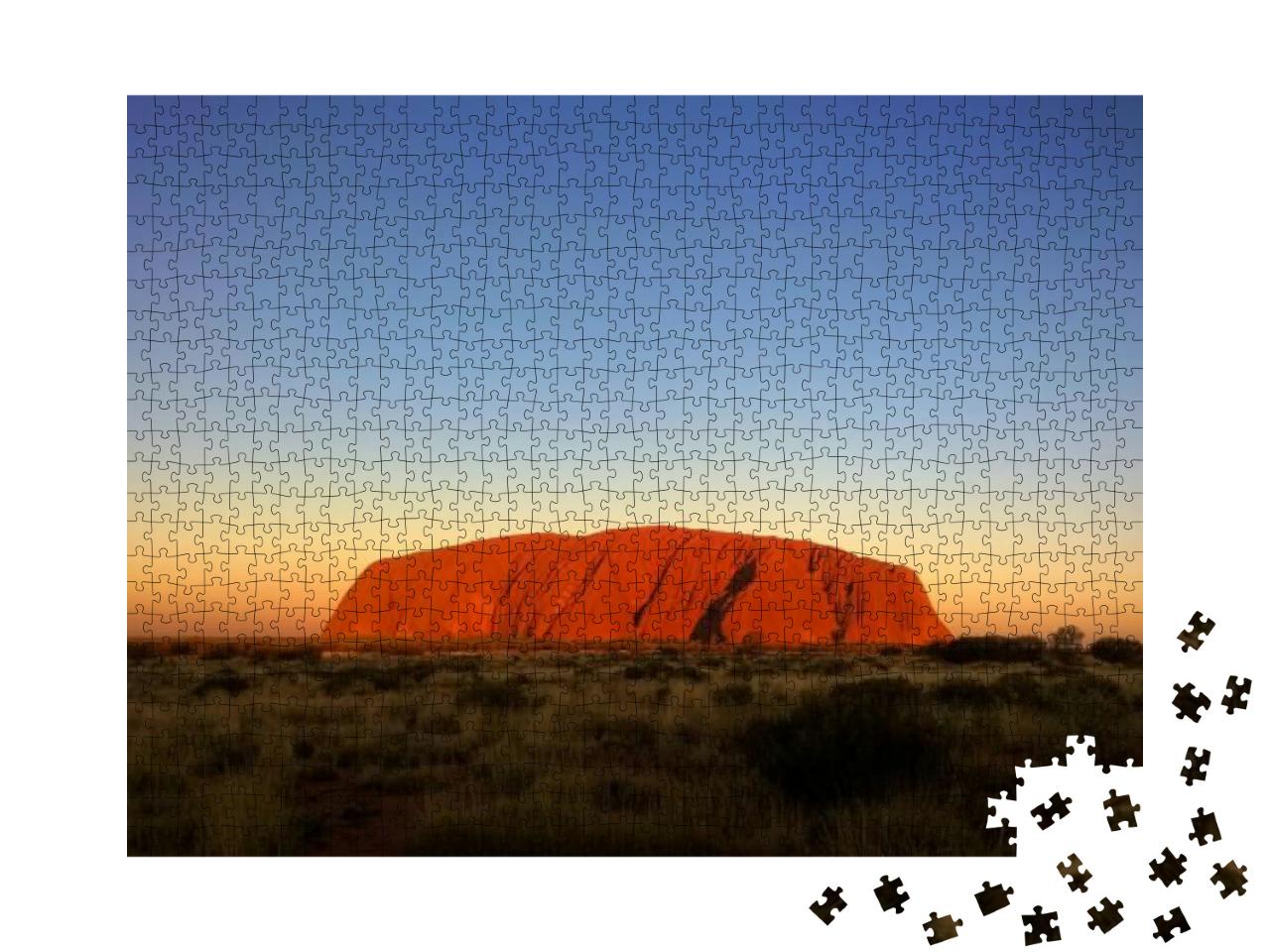 Uluru Ayers Rock by Sunset. Evening Dark Blue Sky with Na... Jigsaw Puzzle with 1000 pieces