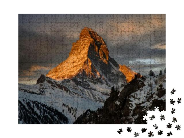 Scenic Sunrise View of Matterhorn, One of the Most Famous... Jigsaw Puzzle with 1000 pieces