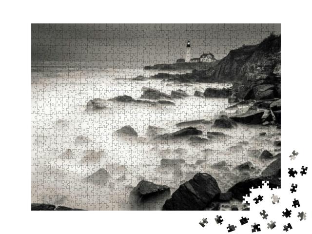 A Long Exposure of Maines Rocky Coast... Jigsaw Puzzle with 1000 pieces