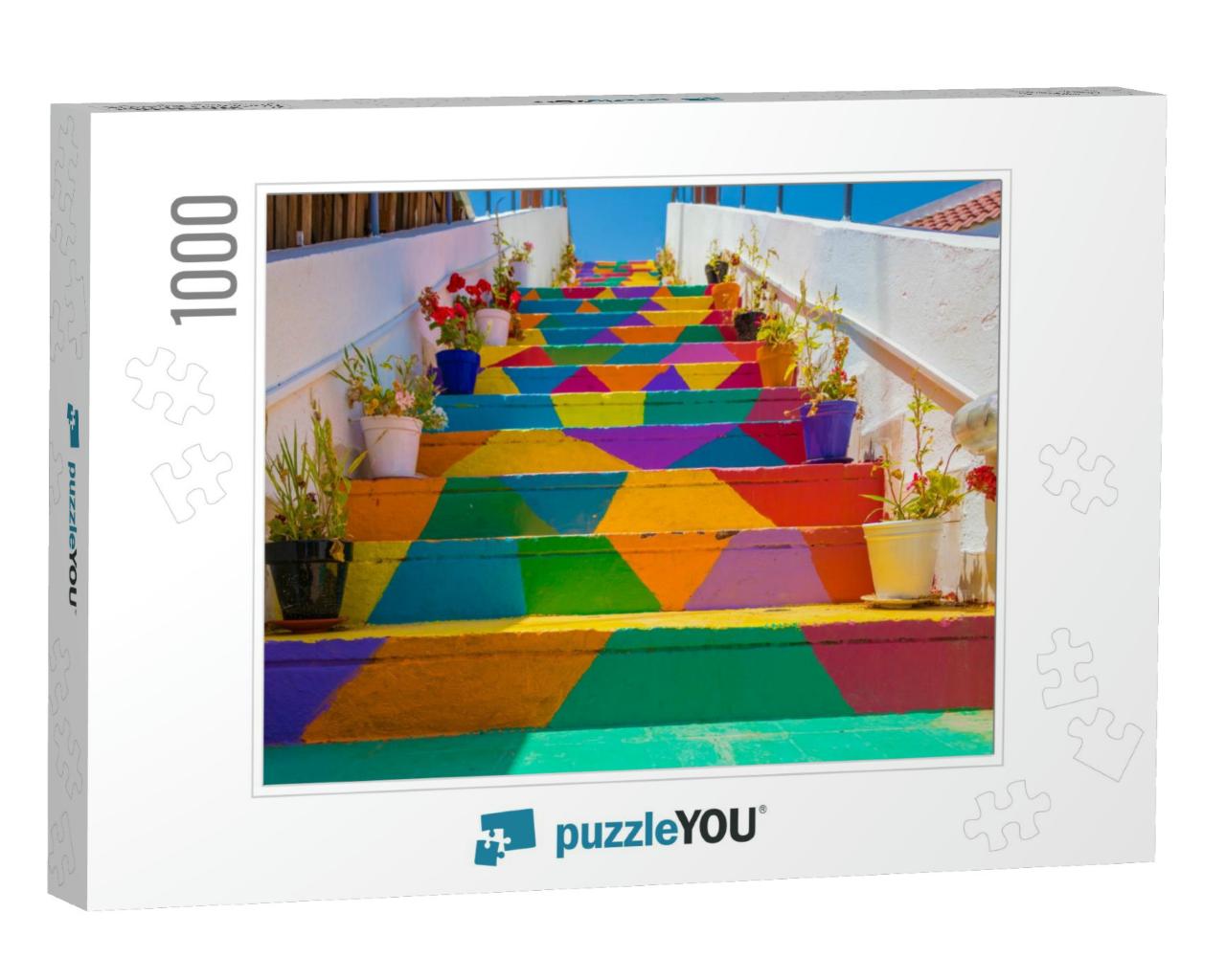 Colorful Stairs in the Street in Tunis, Tunisia... Jigsaw Puzzle with 1000 pieces