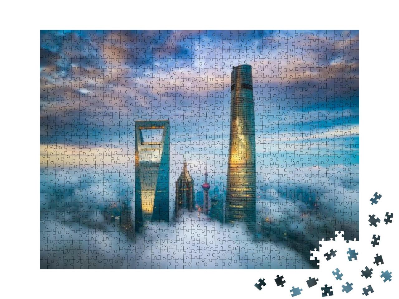 Aerial Shanghai Lujiazui Night Scenery... Jigsaw Puzzle with 1000 pieces