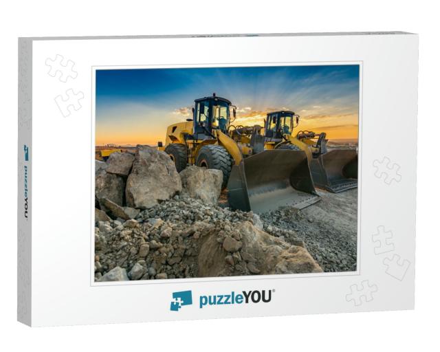 Two Excavators Moving Stone & Rock in a Construction Site... Jigsaw Puzzle
