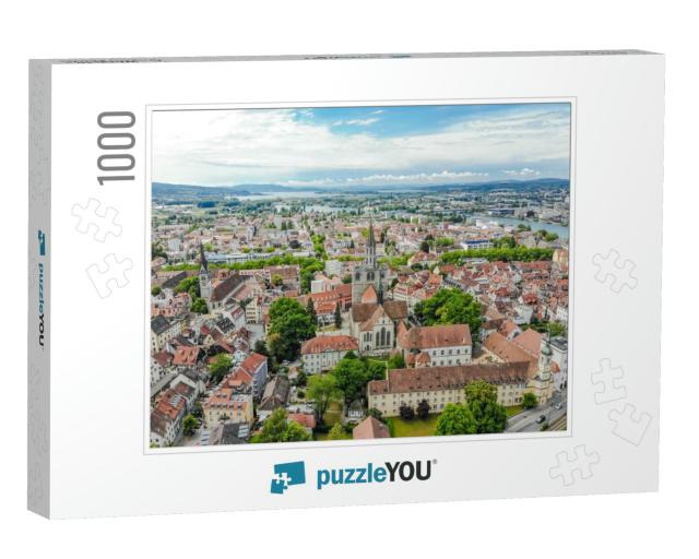 Aerial View of Harbor City Konstanz, Munster Church, Bode... Jigsaw Puzzle with 1000 pieces