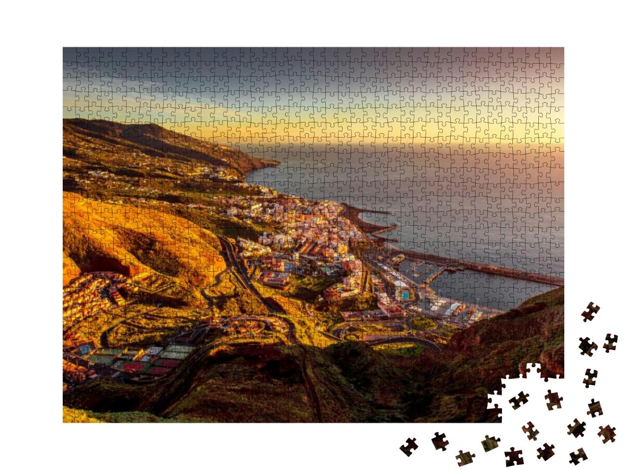 Aerial View on Santa Cruz City in the Morning on La Palma... Jigsaw Puzzle with 1000 pieces