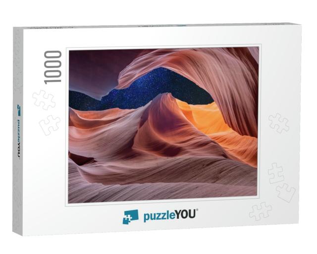 Antelope Canyon Abstraction with Milky Way & Stars - Abst... Jigsaw Puzzle with 1000 pieces
