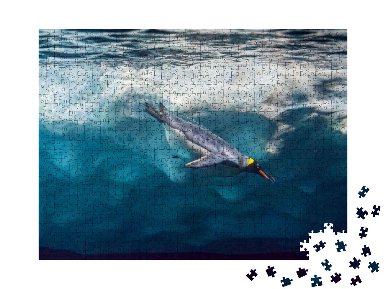 Penguin Diving Under Ice, Underwater Photography... Jigsaw Puzzle with 1000 pieces