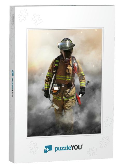A Firefighter Pierces Through a Wall of Smoke Searching f... Jigsaw Puzzle
