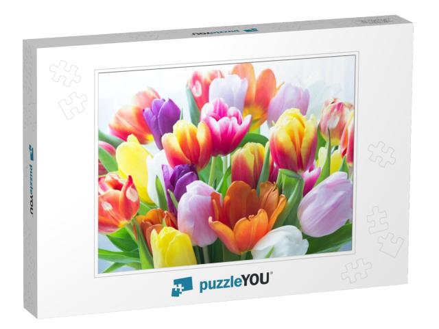 Mix of Tulips Flowers Near the Window... Jigsaw Puzzle