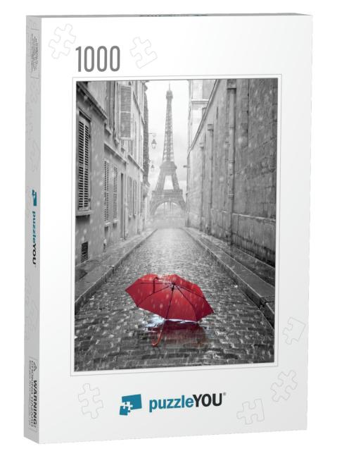 Eiffel Tower View from the Street of Paris. Black & White... Jigsaw Puzzle with 1000 pieces