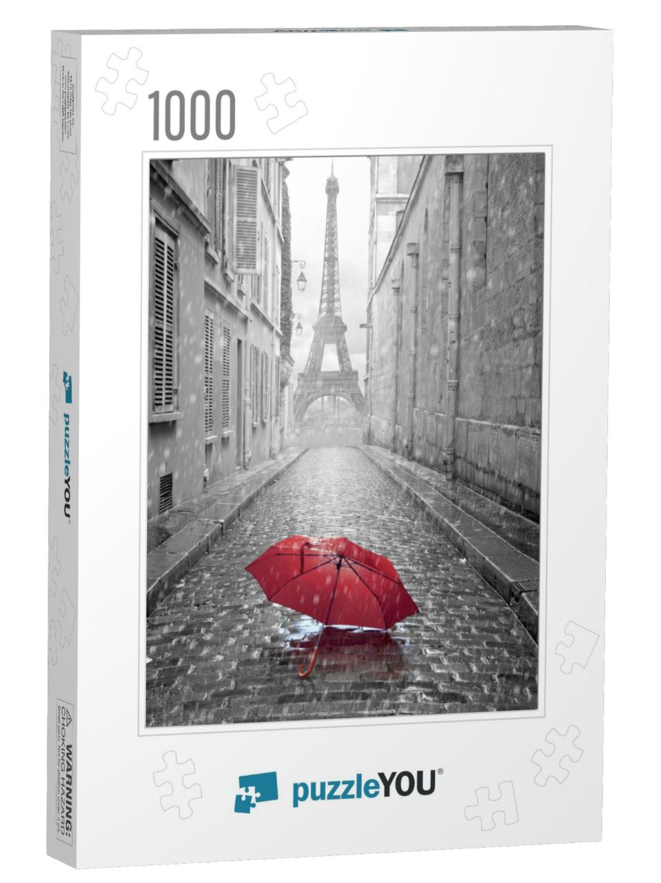 Eiffel Tower View from the Street of Paris. Black & White... Jigsaw Puzzle with 1000 pieces
