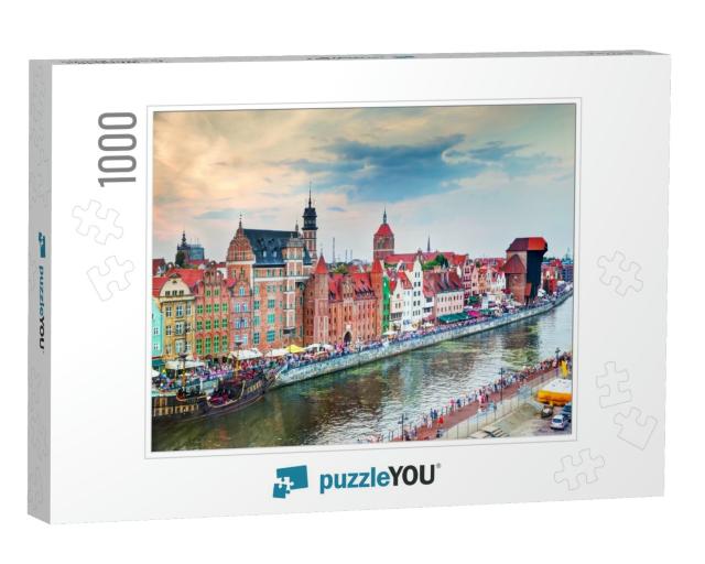 Top View on Gdansk Old Town & Motlawa River, Poland At Su... Jigsaw Puzzle with 1000 pieces