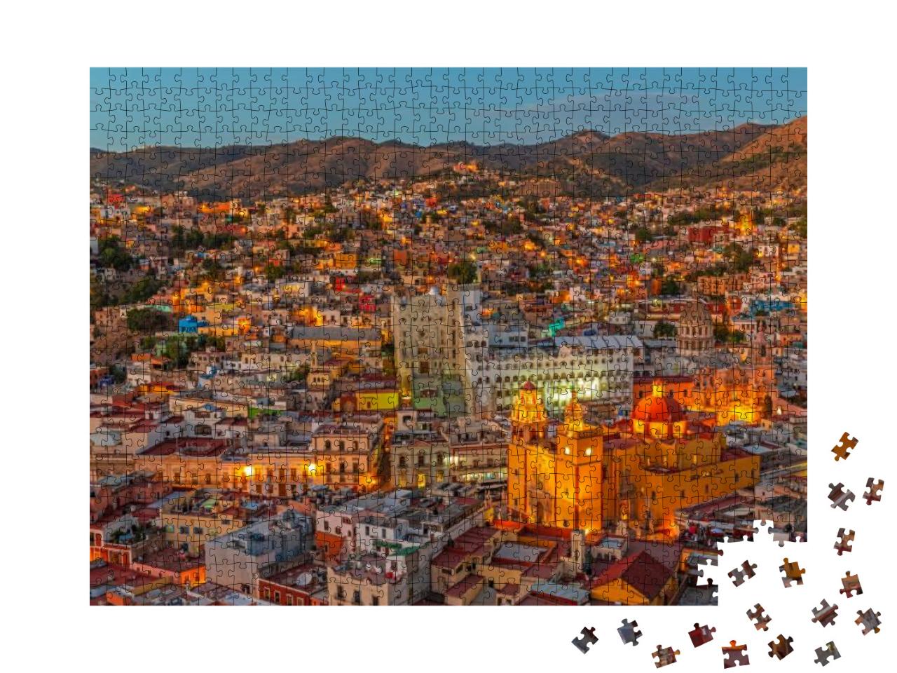 Cityscape of Guanajuato City During the Blue Hour with th... Jigsaw Puzzle with 1000 pieces