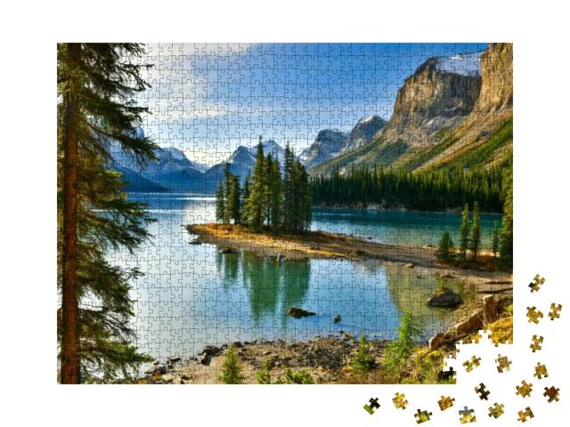 Beautiful Spirit Island in Maligne Lake, Jasper National... Jigsaw Puzzle with 1000 pieces