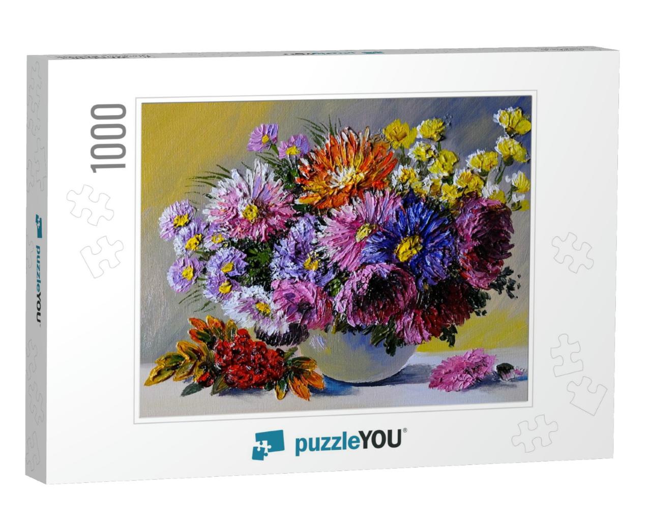 Oil Painting on Canvas - Still Life Flowers on the Table... Jigsaw Puzzle with 1000 pieces