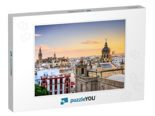 Seville, Spain City Skyline At Dusk... Jigsaw Puzzle