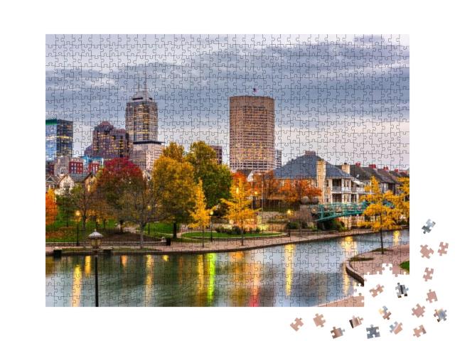 Indianapolis, Indiana, USA Downtown Cityscape on the White... Jigsaw Puzzle with 1000 pieces