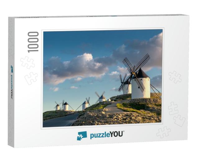Group of Ancient Windmills in the Town of Consuegra Spain... Jigsaw Puzzle with 1000 pieces