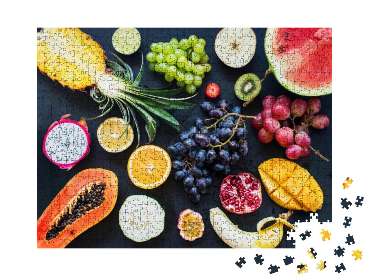 Top View Assortment Set Tropical Cut Fruits Water Melon B... Jigsaw Puzzle with 1000 pieces