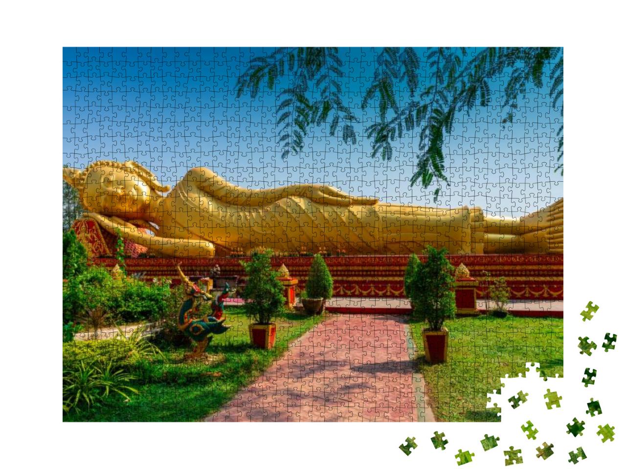 Sleeping Buddha At Wat Pha that Luang, Vientiane, Laos... Jigsaw Puzzle with 1000 pieces