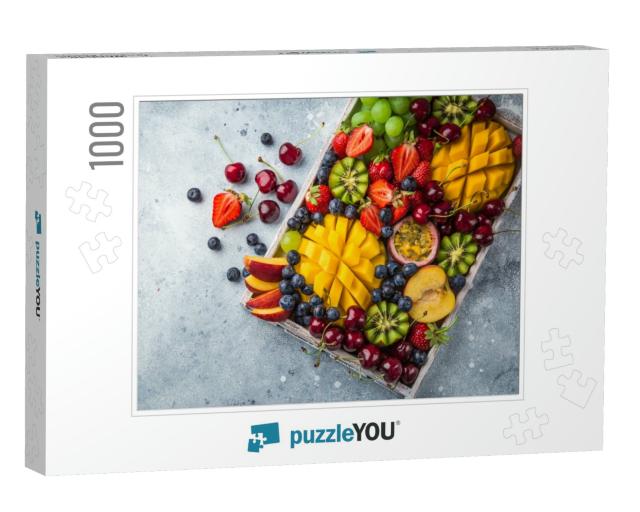 Delicious Fruits & Berries Platter. Mango, Kiwi, Strawber... Jigsaw Puzzle with 1000 pieces