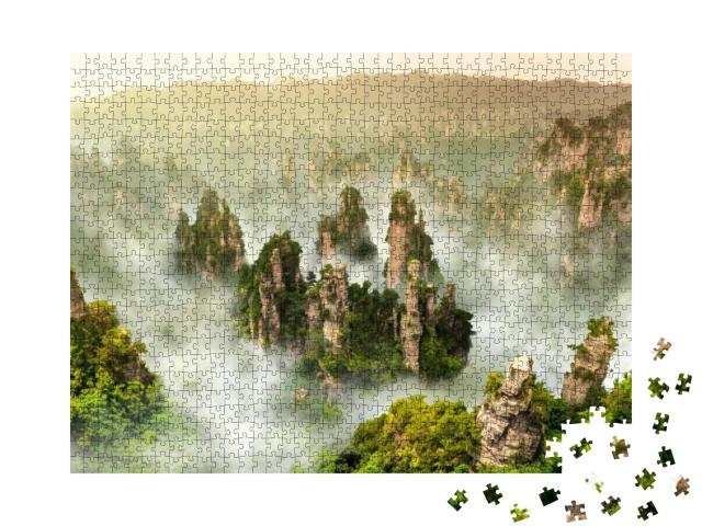 Zhangjiajie Cliff Mountain At Wulingyuan Hunan China... Jigsaw Puzzle with 1000 pieces