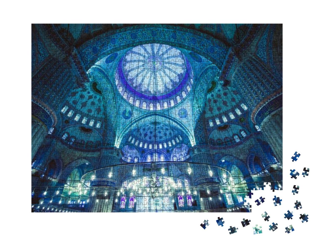 Interior of the Blue Mosque, Istanbul. Turkey... Jigsaw Puzzle with 1000 pieces