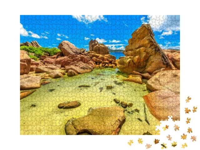 La Digue, Seychelles, Natural Pool. Scenic View of Clear... Jigsaw Puzzle with 1000 pieces
