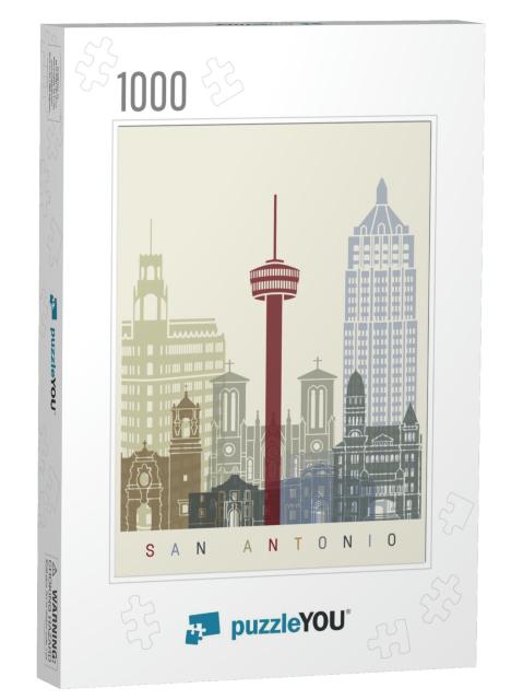 San Antonio Skyline Poster in Editable Vector File... Jigsaw Puzzle with 1000 pieces