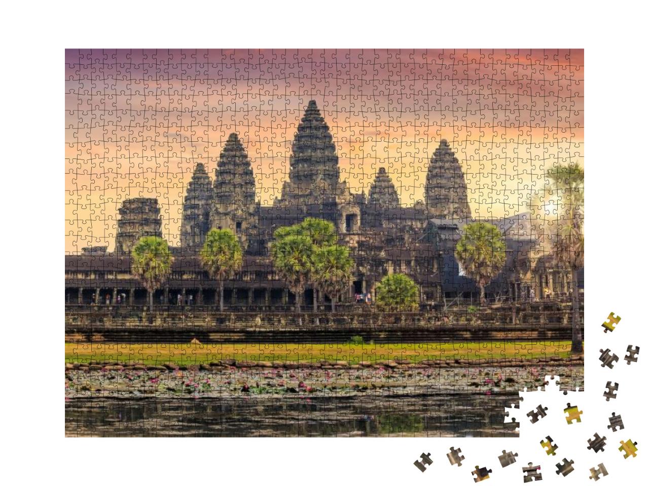 Beautiful Sunrise At Ankor Wat, Siem Reap, Cambodia... Jigsaw Puzzle with 1000 pieces