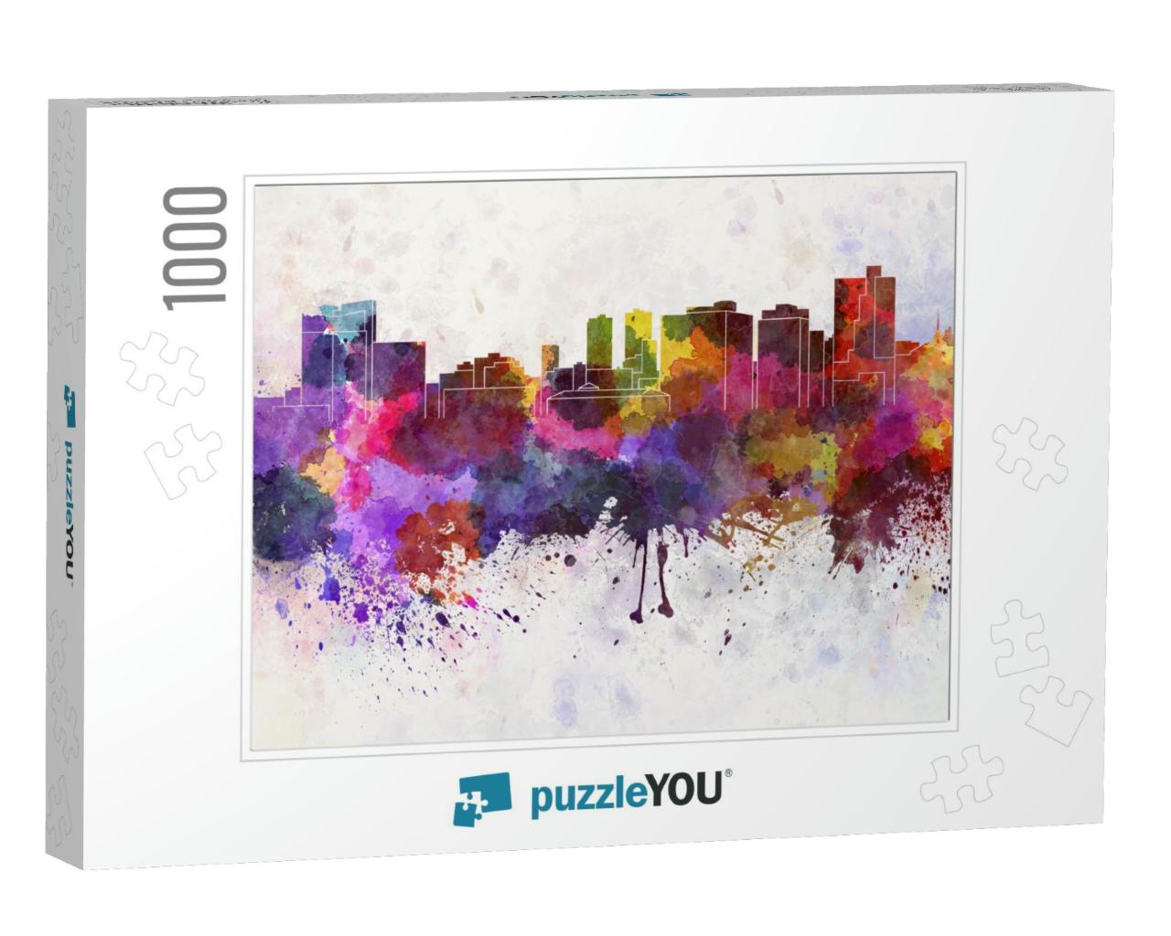 Fort Worth Skyline in Watercolor Background... Jigsaw Puzzle with 1000 pieces