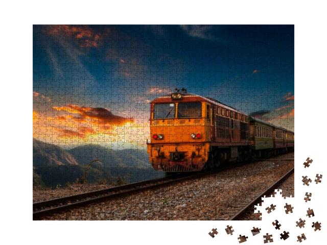 The Train is Running to the Destination Station When the... Jigsaw Puzzle with 1000 pieces