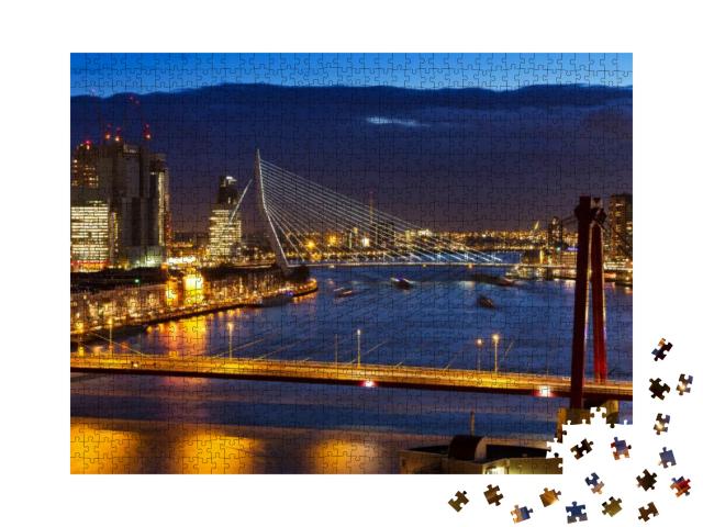 Beautiful Twilight View on the Bridges Over the River Maa... Jigsaw Puzzle with 1000 pieces