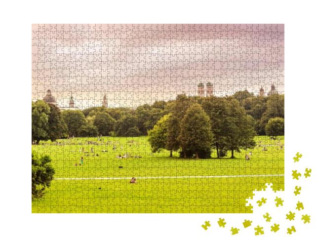 English Garden & Munich Skyline Panoramic View... Jigsaw Puzzle with 1000 pieces