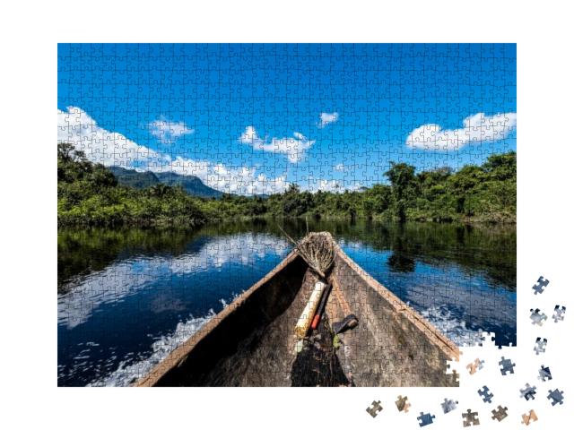 Sailing Down River Amidst the Amazon Jungle... Jigsaw Puzzle with 1000 pieces