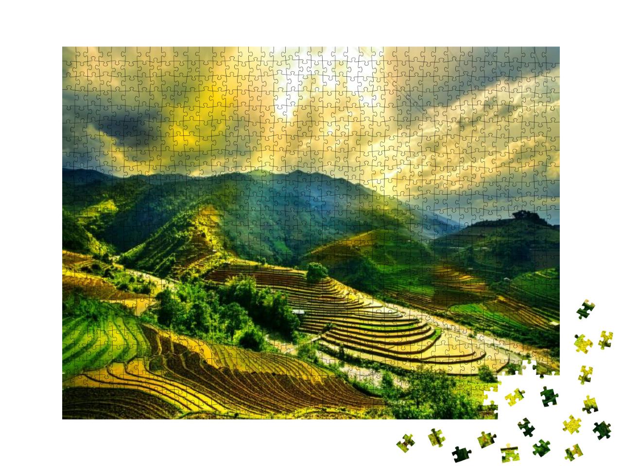 Water on Field Terraced of Mu Cang Chai, Yenbai, Vietnam... Jigsaw Puzzle with 1000 pieces