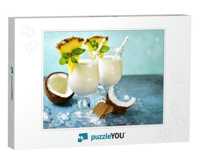 Traditional Caribbean Cocktail Pina Colada in a Glasses o... Jigsaw Puzzle