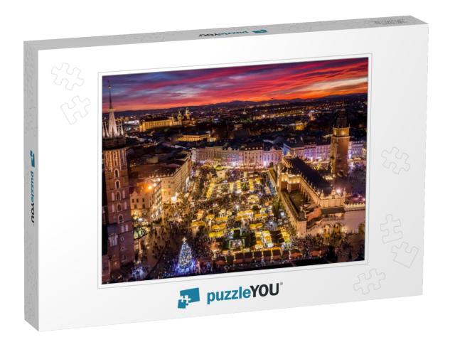 Christmas Stalls on the Main Square in Cracow, Poland... Jigsaw Puzzle