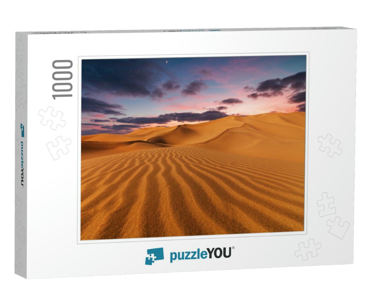 Sunset Over the Sand Dunes in the Desert... Jigsaw Puzzle with 1000 pieces