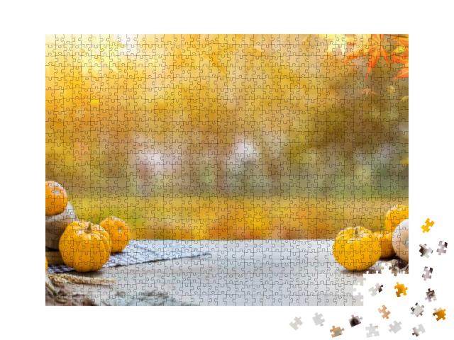 Thanksgiving with Fruit & Vegetable on Wood in Autumn & F... Jigsaw Puzzle with 1000 pieces