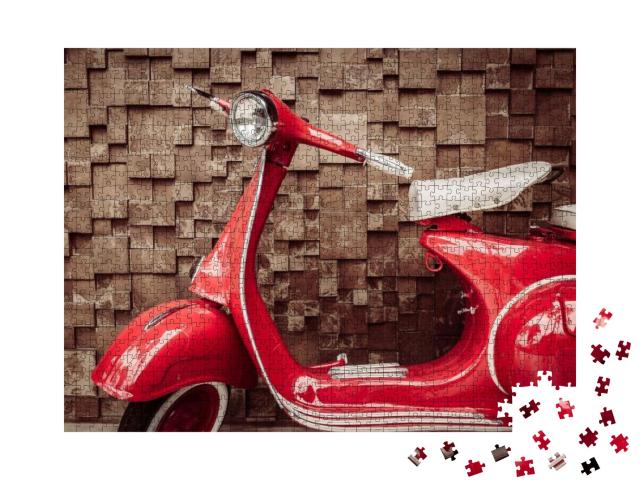 Red Vintage Motorcycle - Vintage Filter... Jigsaw Puzzle with 1000 pieces